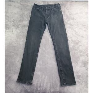 True Religion Jeans Sz 34 Black Geno Relaxed Slim Denim Flap Super T C5-4